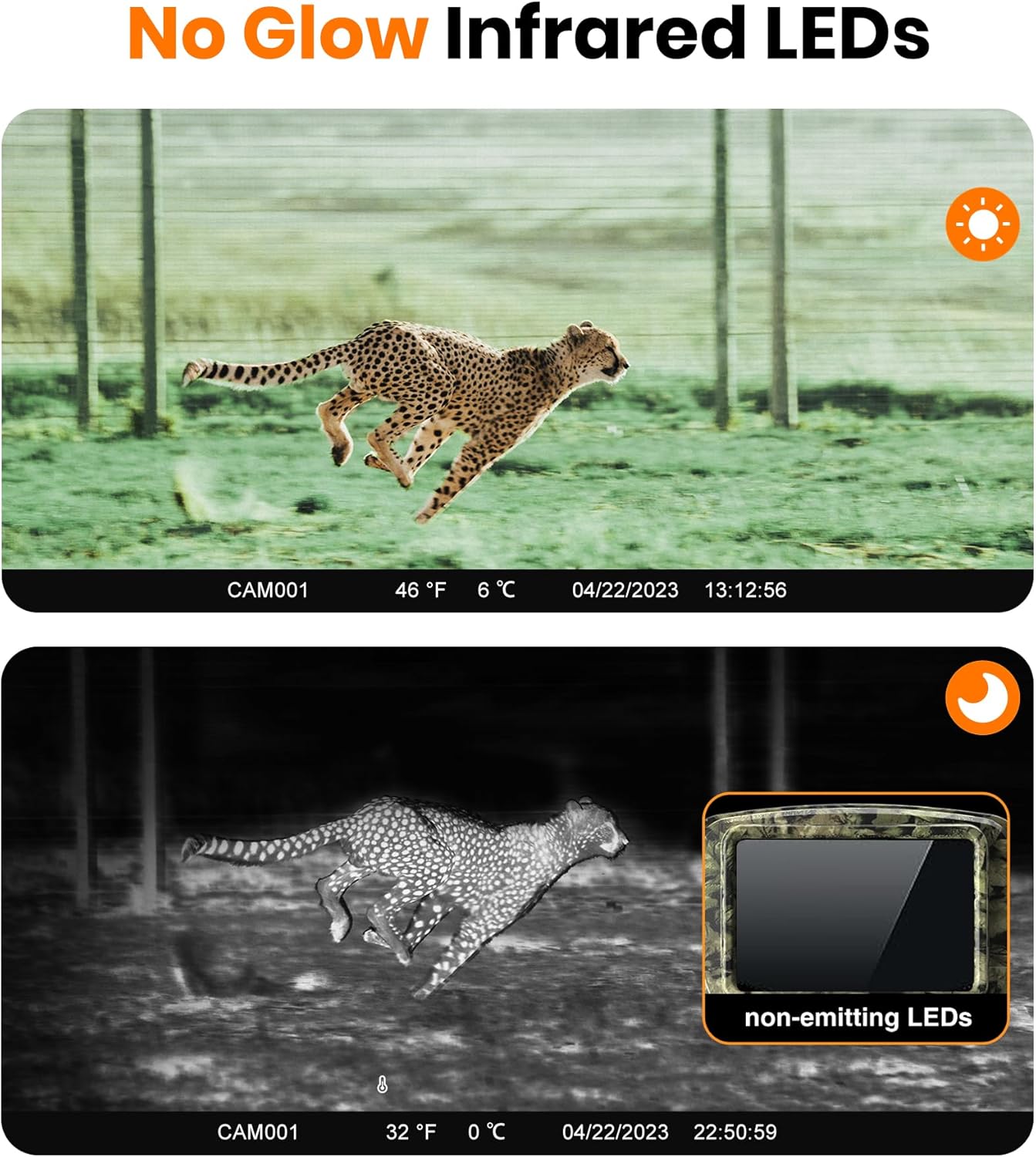 Trail Camera - 4K 48MP Game Camera with Night Vision, 0.05s Trigger Motion Activated Hunting Camera, IP66 Waterproof, 130 Wide-Angle with 46pcs No Glow Infrared LEDs for Outdoor Wildlife