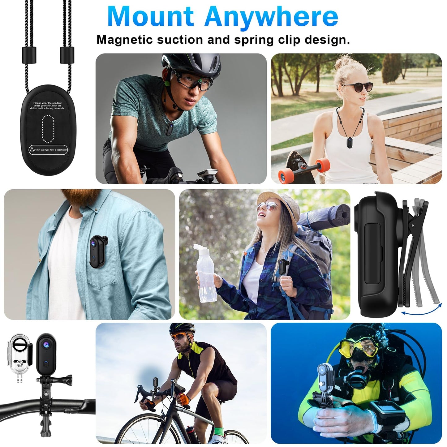 4K Mini Bodycam Action Camera Outdoor Sports Wide Angle Cam Magnetic Wearable Video Recorder Sports Dv For Fishing Cycling Surfing