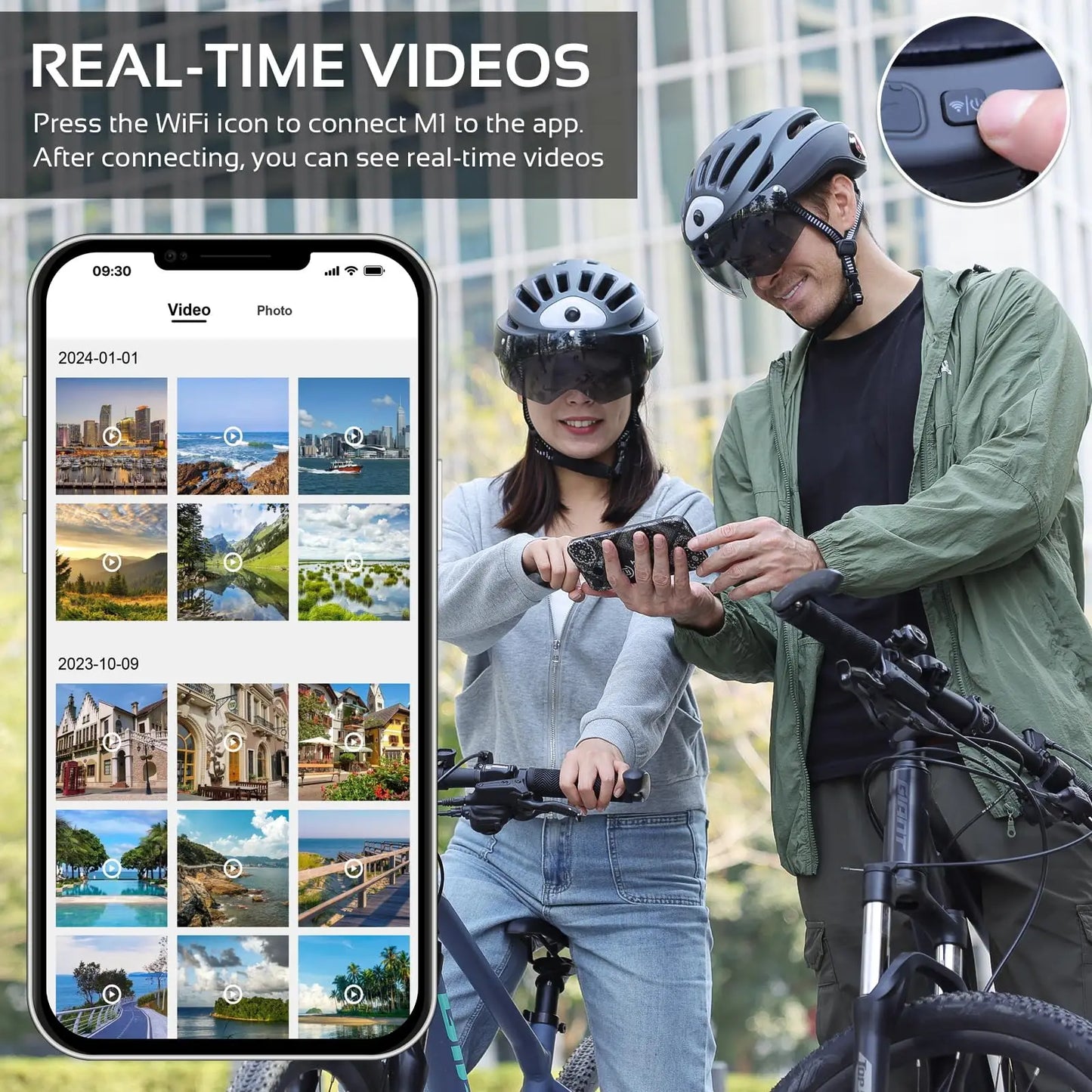 Bike Helmet Men 16MP 4K HD Camera Smart Cycling Helmet Front and Rear Lighting Multi-Person Function Bicycle Scooter Helmet Mtb