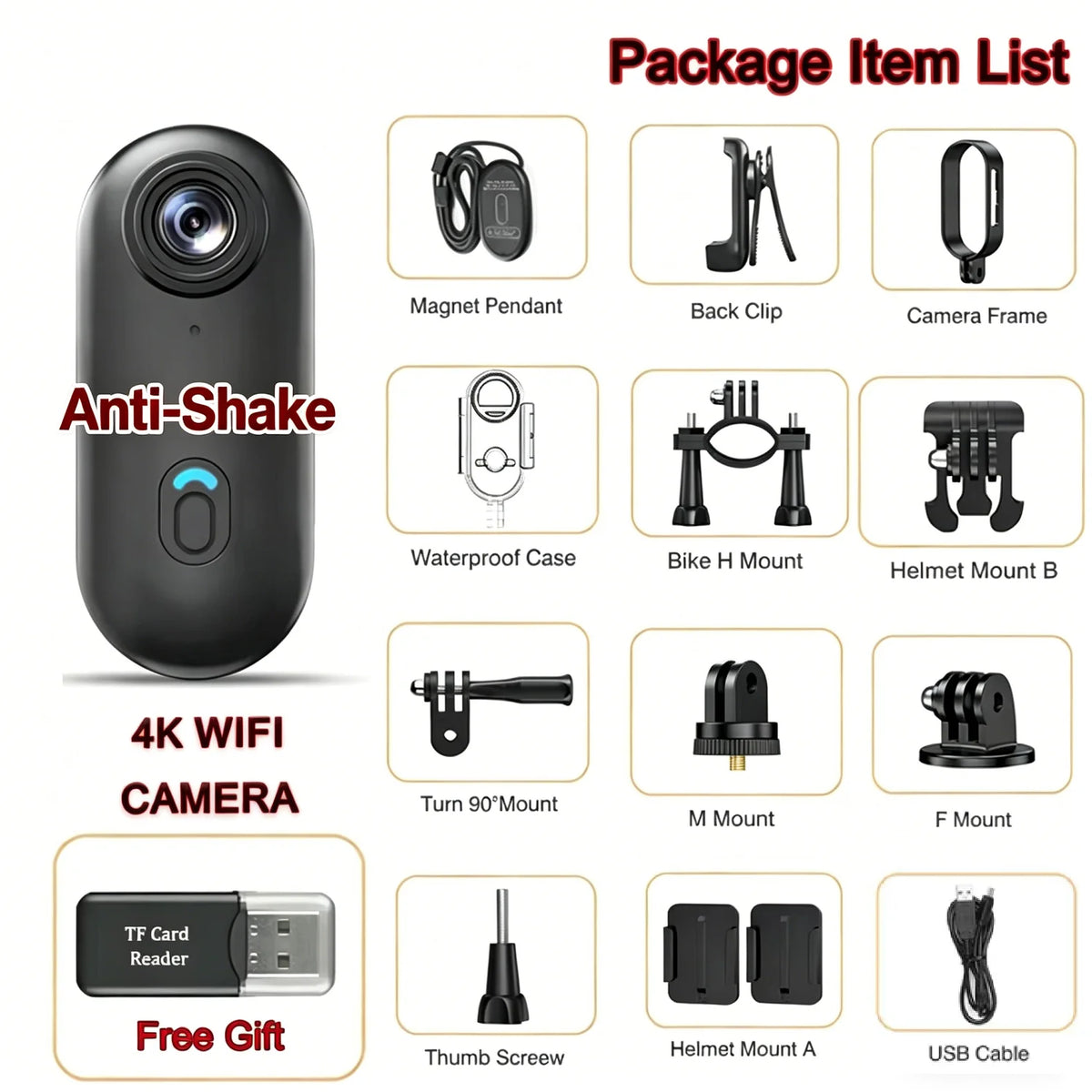 EIS Stabilized Wearable POV Action Camera