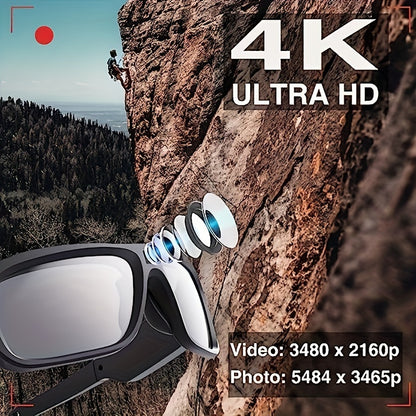 4K HD Body Camera Glasses - Capture Life's Moments with 2-Hour Video Recording, 64GB Storage, and Hands-Free Convenience - Ideal for Cycling, Motorcycling, Driving, Fishing, and Outdoor Adventures