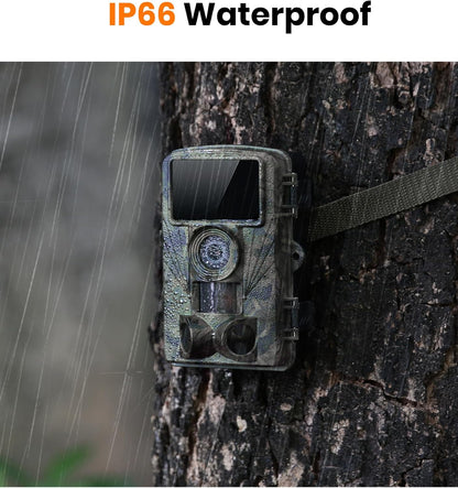 Trail Camera - 4K 48MP Game Camera with Night Vision, 0.05s Trigger Motion Activated Hunting Camera, IP66 Waterproof, 130 Wide-Angle with 46pcs No Glow Infrared LEDs for Outdoor Wildlife