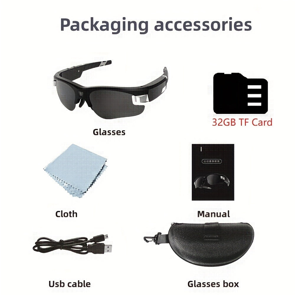 Smart Glasses Mini Camera 1080P HD Camcorder Sunglasses Polarized Lens UV Proof Action Camera Outdoors Bicycle Sport DV Video Recorder