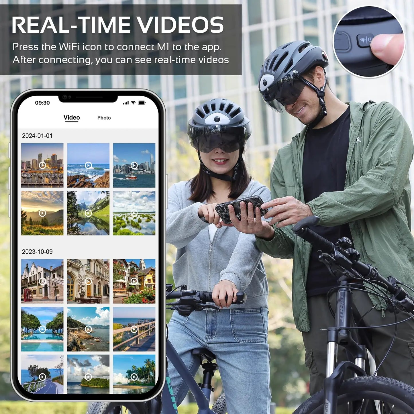 Bike Helmet Men 16MP 4K HD Camera  Smart Cycling Helmet Front and Rear Lighting Multi-Person Function Bicycle Scooter Helmet Mtb