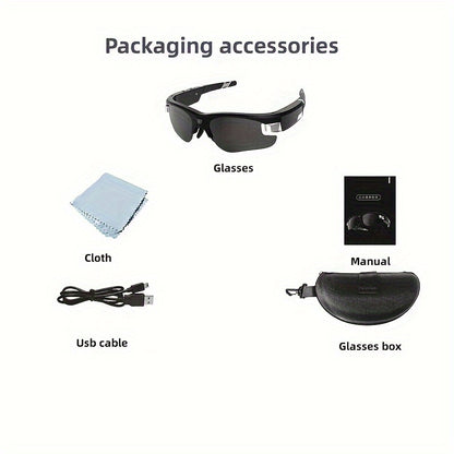 Smart Glasses Mini Camera 1080P HD Camcorder Sunglasses Polarized Lens UV Proof Action Camera Outdoors Bicycle Sport DV Video Recorder